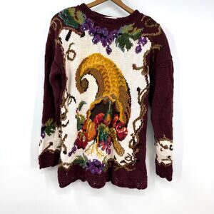VTG Marisa Christina Chunky Fall Sweater M Cottagecore Grandmacore Y2K Hand Knit